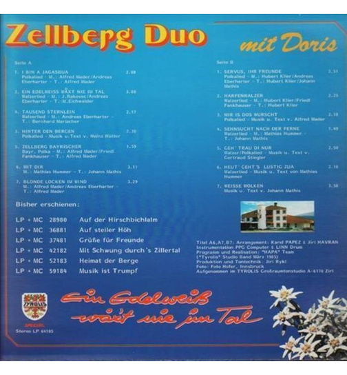 Zellberg Duo mit Doris - Ein Edelwei wxt nie im Tal