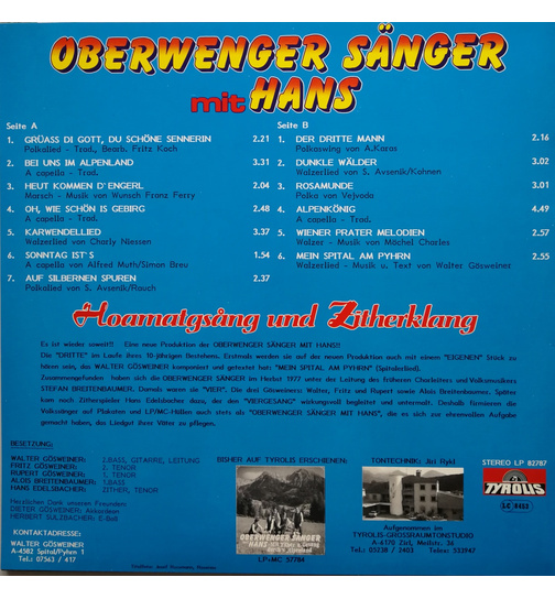 Oberwenger Snger mit Hans - Hoamatgsang und Zitherklang - 10 Jahre